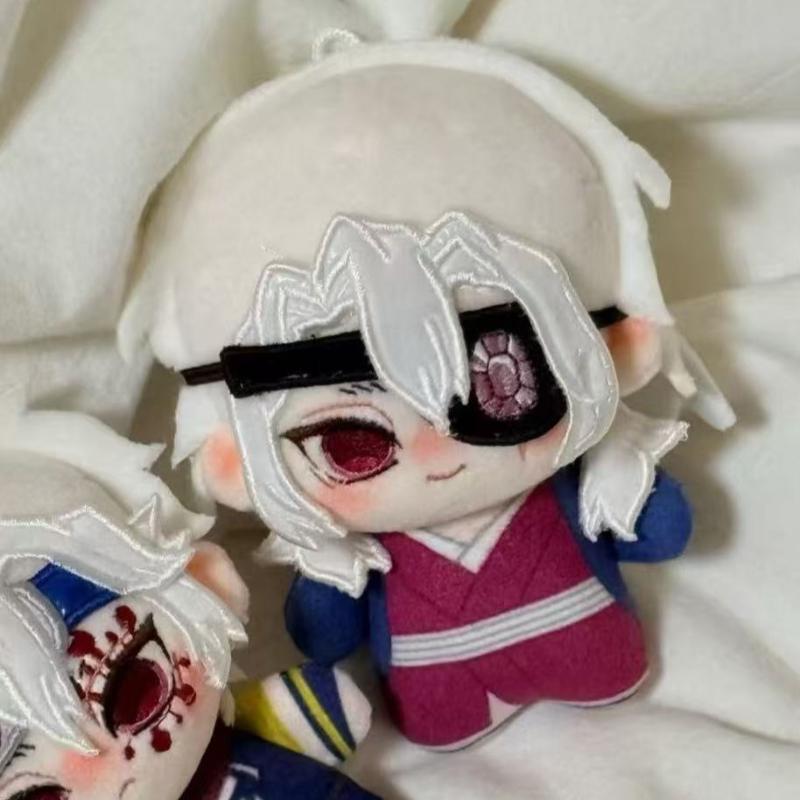 Demon Slayer Tengen Uzui Plush Doll Set 10cm Cute Sound Hashira Mascot with Eyepatch Battle Design Soft Anime Stuffed Keychain for Fans Bag Decor Gift