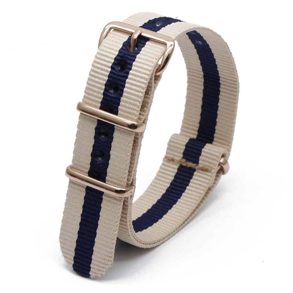 Rose Gold Buckle Nylon Watch Strap - Canvas Replacement for DW Watches