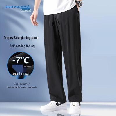 Jeanswest Men's Summer Ice Silk Straight-Leg Casual Pants