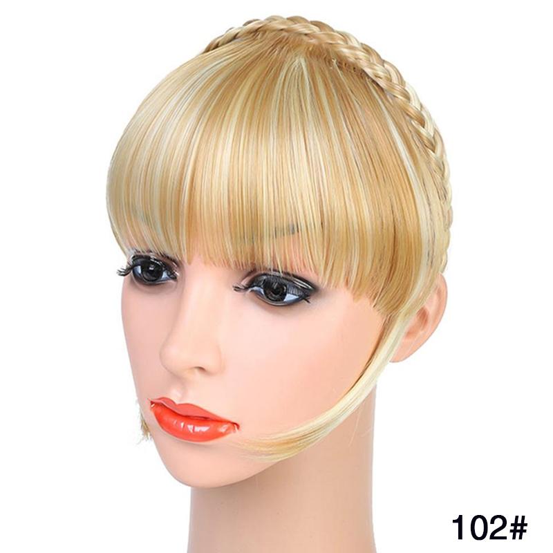 Synthetic Heat Resistant Hair Neat Fringe With Braids Headband Blunt Bangs Hair Extensions For Women Hairpieces
