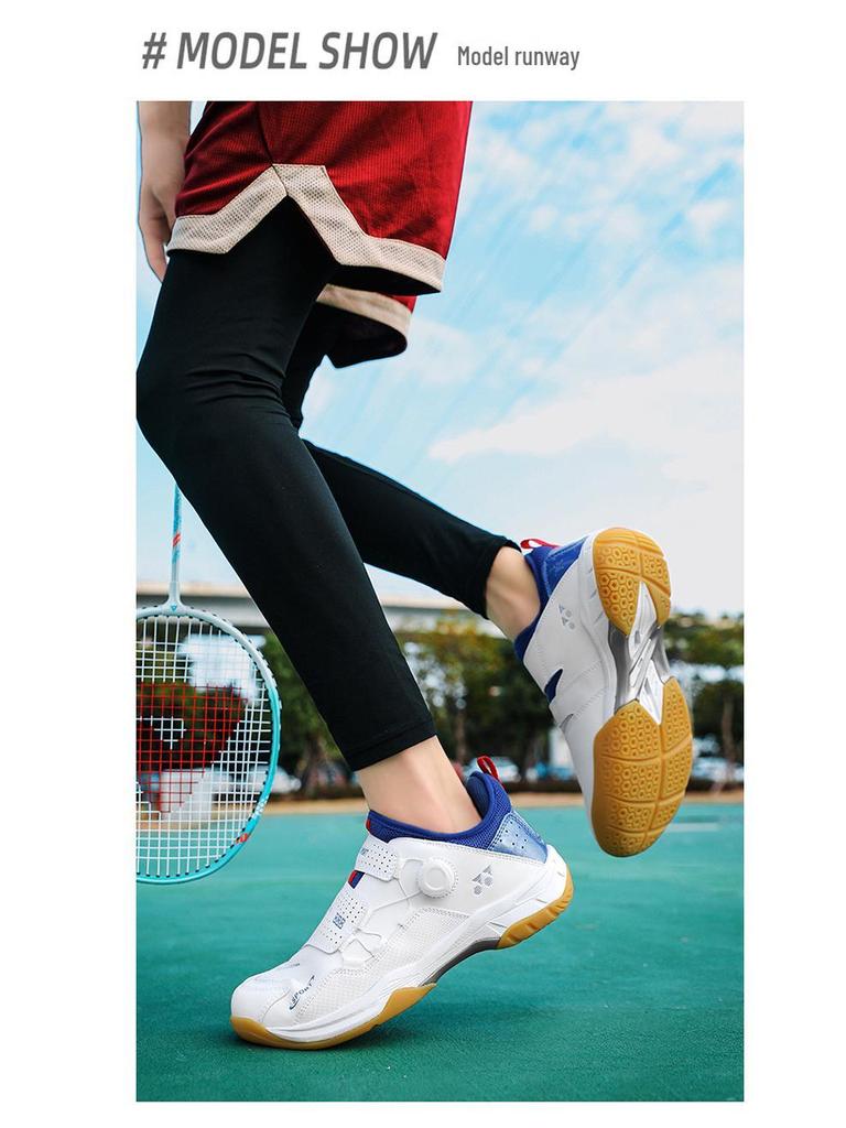 Men's Breathable Rotary Buckle Sports Shoes - Lightweight Casual Badminton and Tennis Trainers