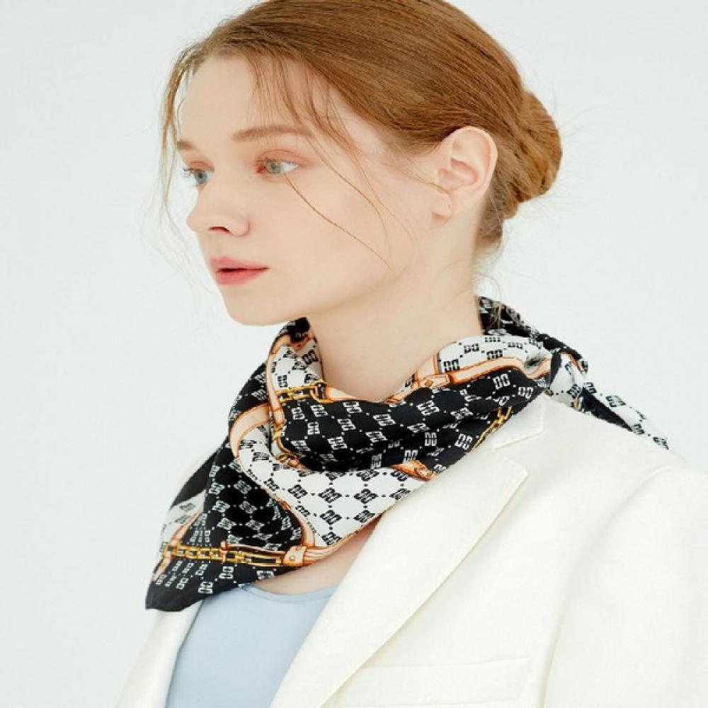 Daks Black Dd Chain Pattern Silk Square Scarf Dcsc1e021bk Single option