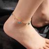 Metallic Turquoise Geometric Disc Anklet with Star and Butterfly Ornaments - Cold Temp Niche Style Accessories