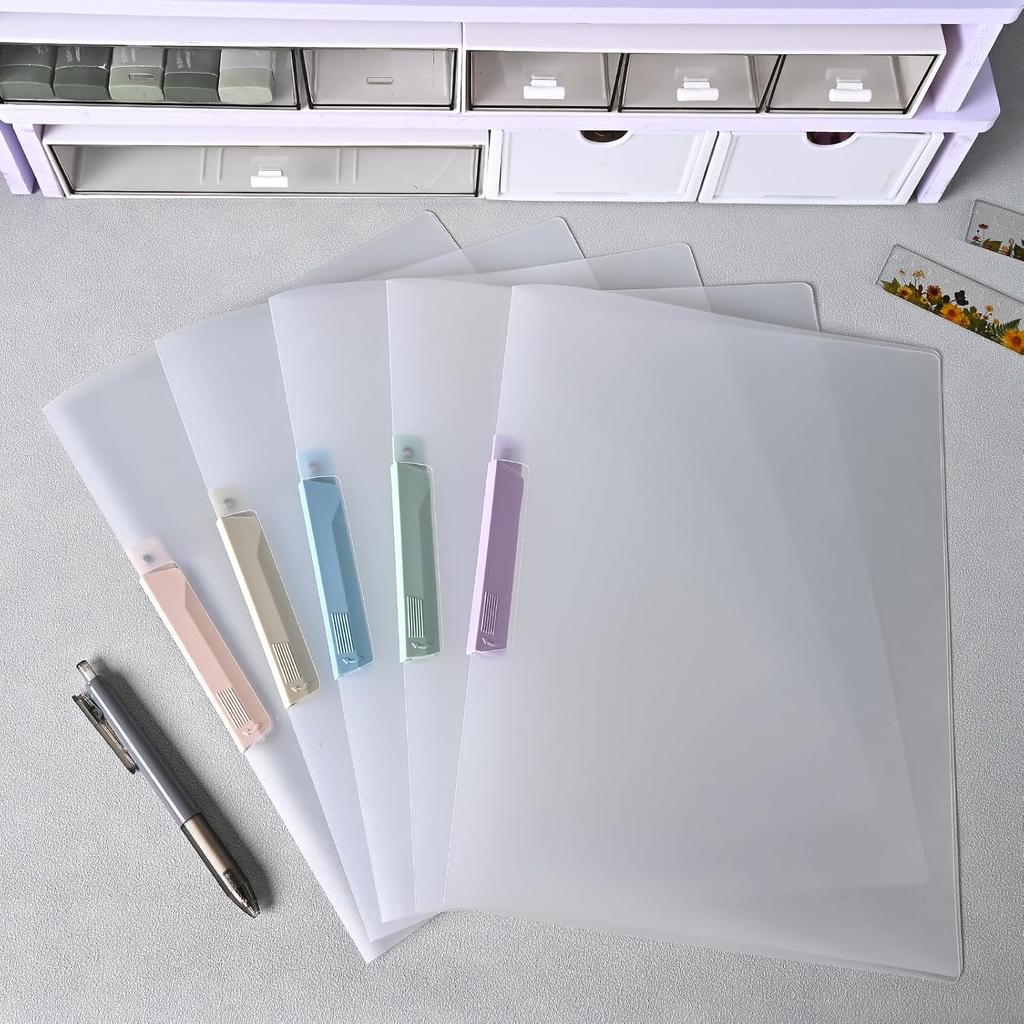 BAYTORY 5Pcs Clear Report Covers with Swing Clip, Report Folder for A4 & Letter Size Paper, Plastic Folders with Clip, Presentation Binder for School