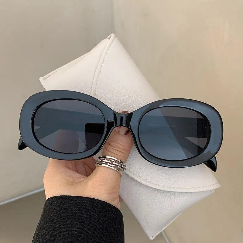 New In Oval Sunglasses for Men Women Fashion Retro  Design Shades Eyewear Female Candy Color Goggle Sun Glasses