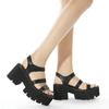 Fashion 2025 Brand Leisure Chunky Platform Sandals High Block Heels Gladiator Goth Black Shoes Woman Fashion Trendy Summer Women Sandals