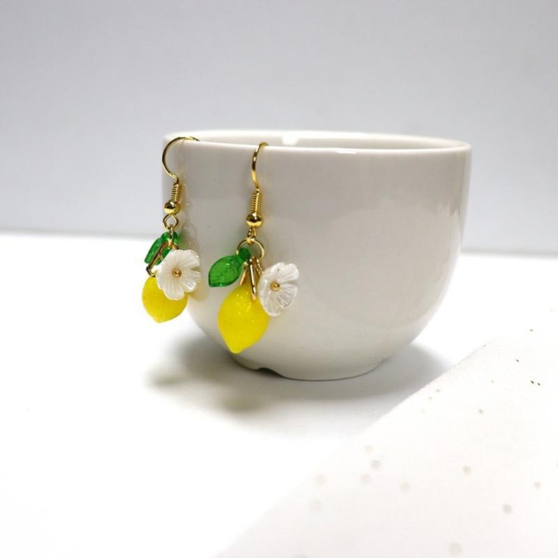 Elegant Lemon Themed Statement Earrings Convenient for Women Unique Fruit Fashion Accessory Gifts Ideas Outfits