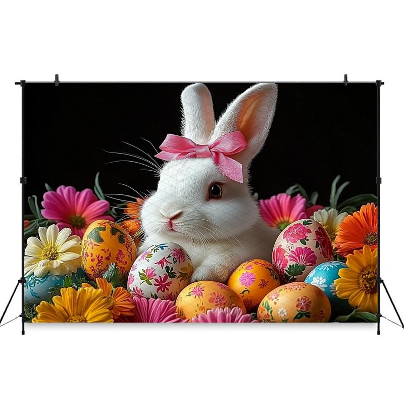 Mocsicka Easter Party Bunny Backdrop Photography Studio Banner Spring Flowers Egg Decors Baby Newborn Portrait Photo Backgrounds