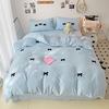 Girls Pink Bedding Set with Bow Korean Breathable Duvet Cover No Filler Flat Sheet Pillowcases Mix Color Comforter Cover Set