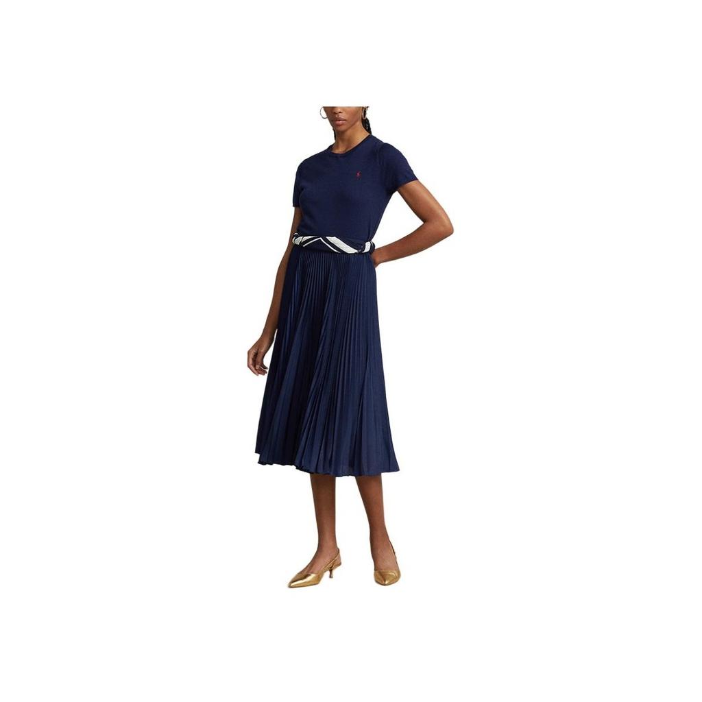 Polo Ralph Lauren Solid Color Crew Neck Pullover Short Sleeve Knit Top Women tops Blue WMPOSWENC020625-400