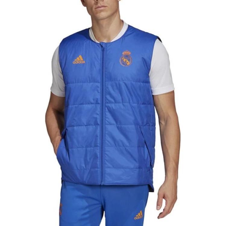 

Adidas Real Madrid Comfortable Zip Logo Vest Men Vests Blue HG8685 M