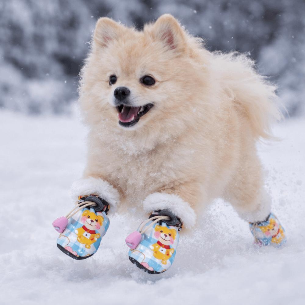 4 pieces/set Adjustable Dog Snow Boots Waterproof Dogs Warm Boots Cute Anti Slip Shoes  Pet Supplies
