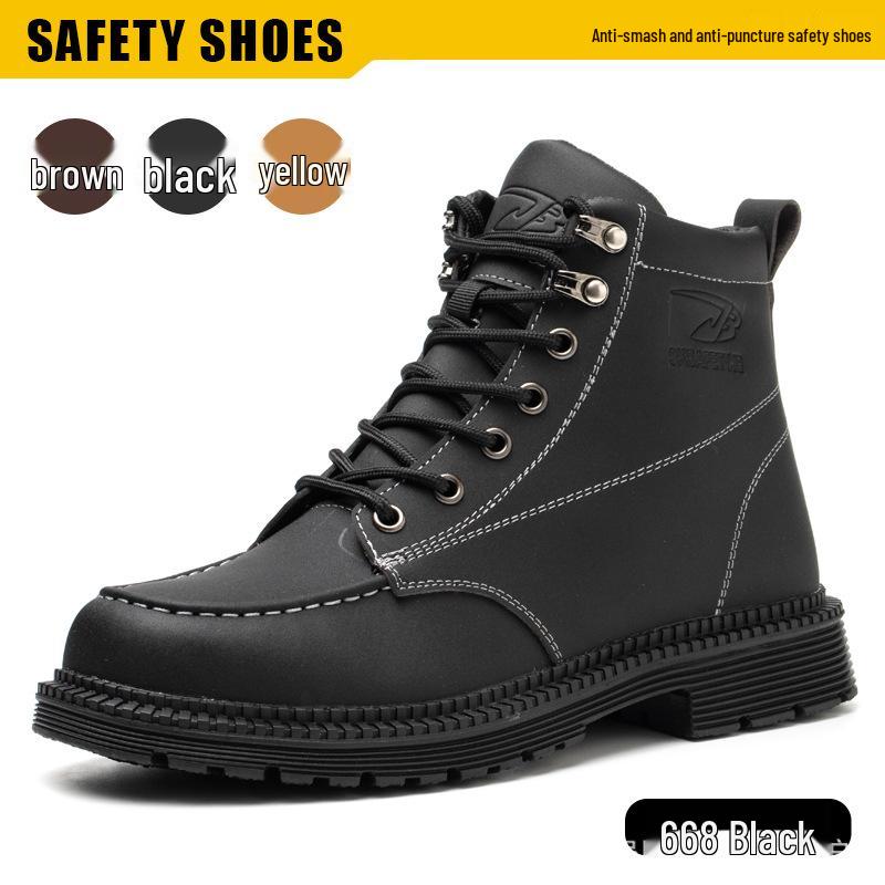 

High-Top Men s Protective Labor Shoes - Anti-Smash & Anti-Puncture, Fashionable Mountaineering Ankle Support for All Seasons