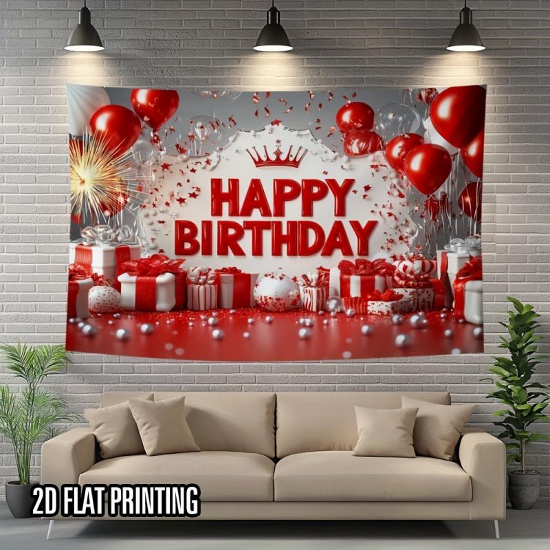 Festive Birthday Theme Decoration Tapestry Party Venue Background Cloth Luxurious Lively Style Props Home Decoration