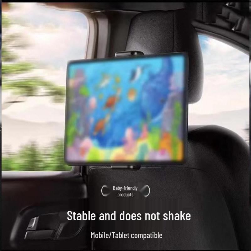 Rotating Telescopic Car Headrest Phone & Tablet Holder with Back Pillow for Rear Seat Entertainment