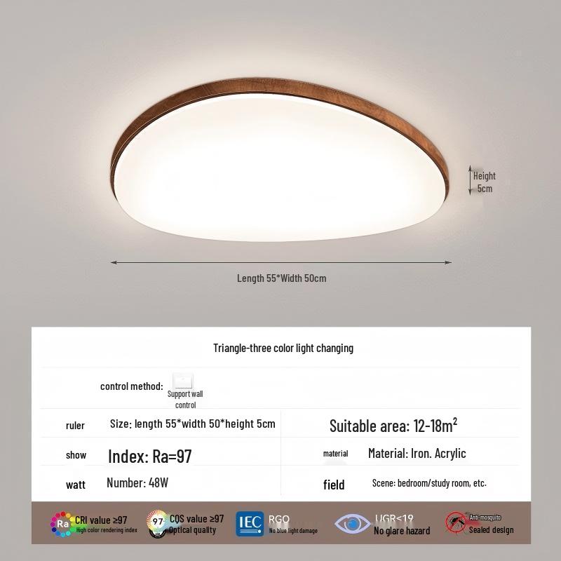 Full Spectrum Eye Protection Japanese-Style Wood Grain Ceiling Lamp for Living Room & Bedroom