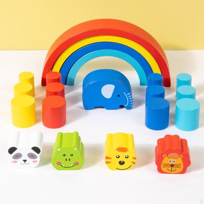 Montessori Holz Balance Spielzeug Stapeltiere für Jungen Weihnachtsgeschenke