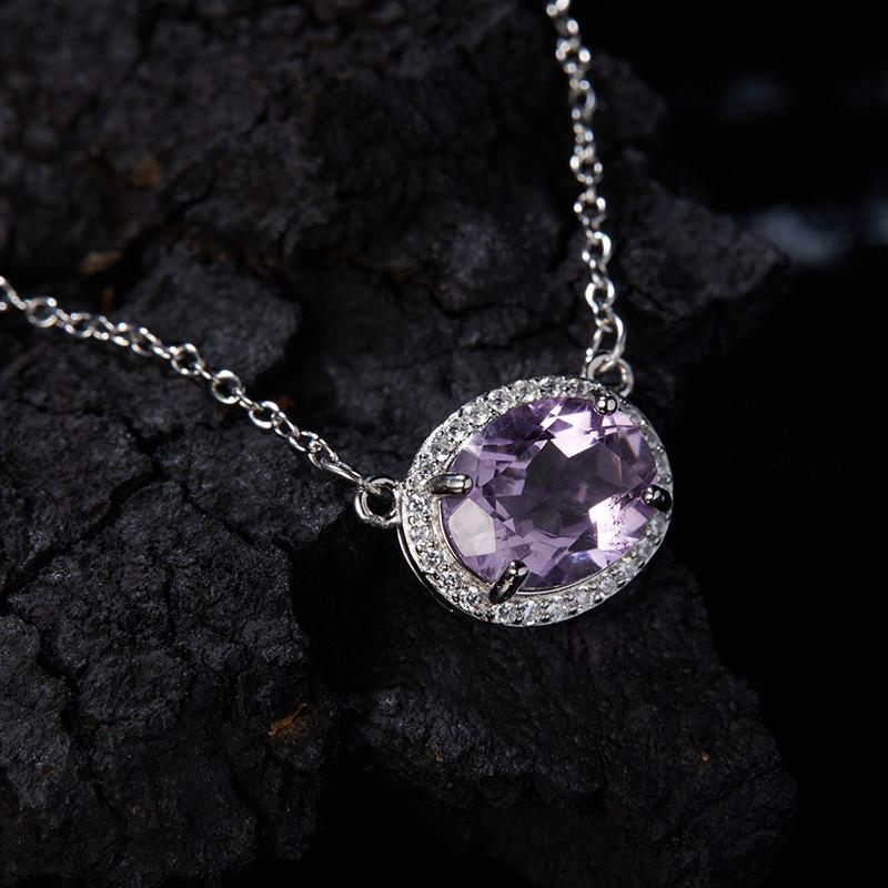 Серебро 925 пробы Натуральный Топаз Цитрин Аметист Сокровище Ожерелье Женские Нишевые Ключицы Цепочка Аксессуары
