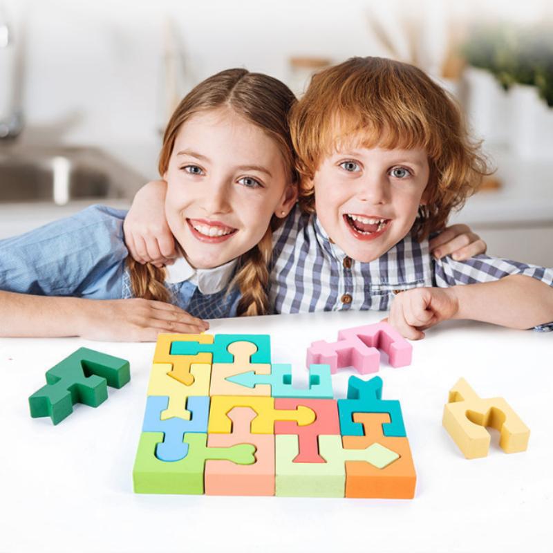 Puzzle drewniane dla dzieci dopasowujące kształty, składane klocki, zabawki edukacyjne, logiczne myślenie, szkolenie kosmiczne, zabawki Montessori