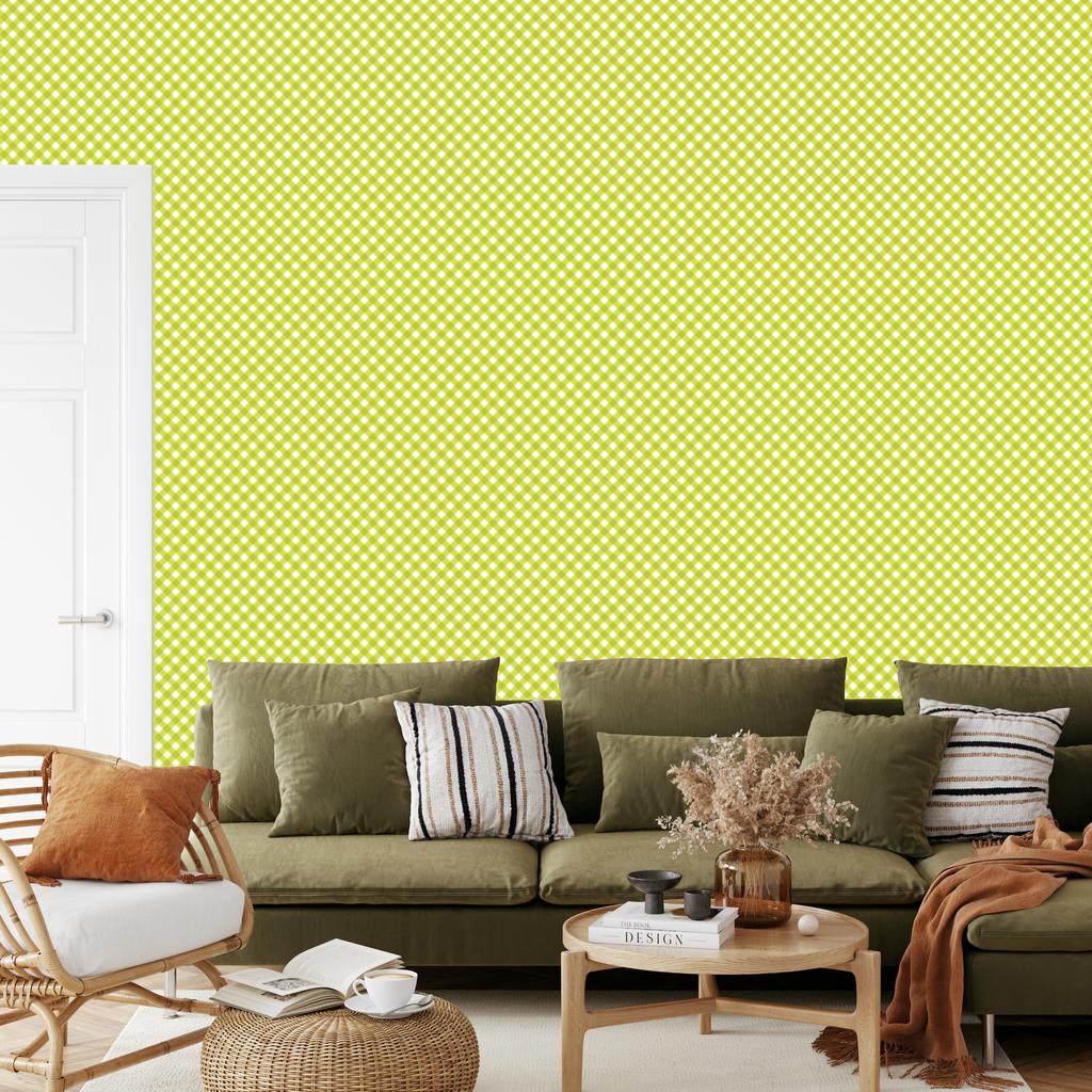 Vichy Yellow Plaid Wallpaper for Living Room and Bedroom 50x1000