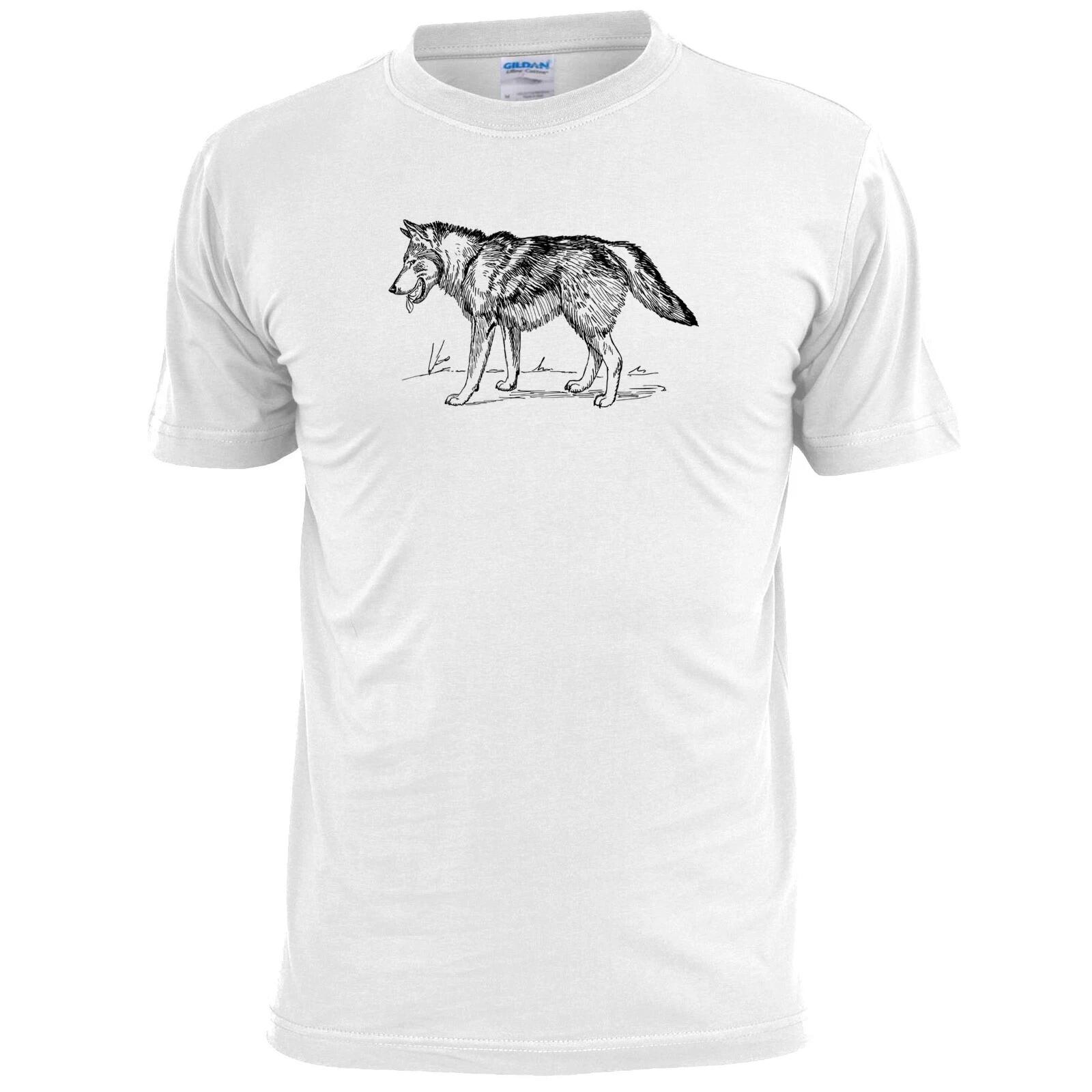 Mens Wolf Sketch T shirt Wildlife Canine Lupus 2XL