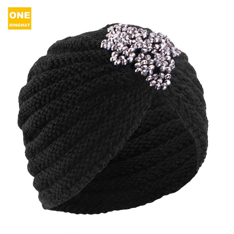 

Шерстяная шапка с ромбами и ромбами в этническом стиле, теплая осенне-зимняя шапка-косынка, платок, индийская шапка Jdm-138G average size чёрный