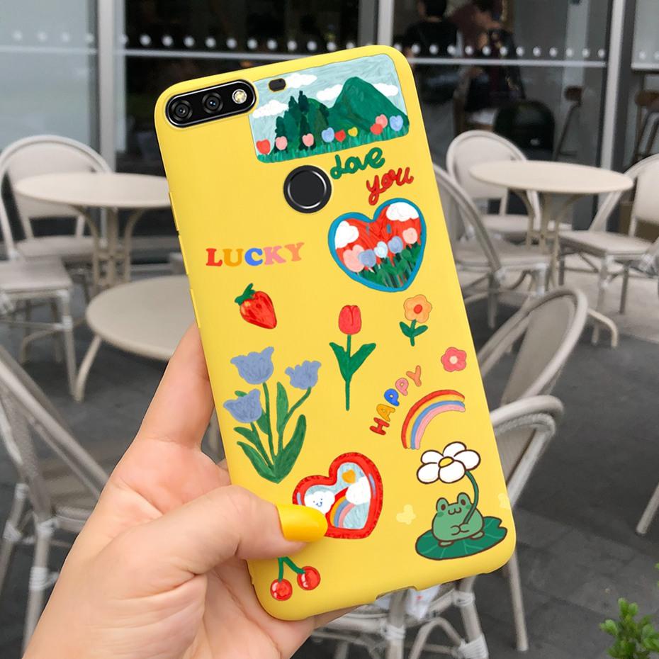 For Huawei Y7 Prime 2018 Lovely Printing Macaroon Silicone Soft Phone Case Back Cover For Huawei Y7 (2018) Y7Prime LDN-LX3 LX2