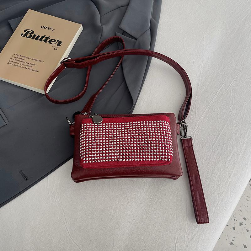 

Мягкая кожаная многослойная сумка Diamond, женская сумка-мессенджер, сумка для мобильного телефона, сумка для матери красный