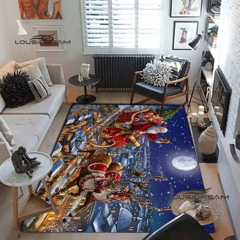 Weihnachts-Weihnachtsmann-Teppiche und Vorleger, Winter-Schnee-Teppich, Bodenmatte, Wohnzimmer, Schlafzimmer, großer Bereich, weicher Teppich, Kinderzimmer-Teppich