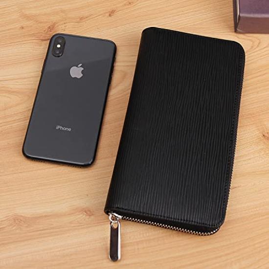 Tatibana Long Large Genuine Separate Coin Made by Top Wallet Stylish Cowhide Leather Black Men's Wallet, Capacity, Leather, Anti-Skimming, Purse,