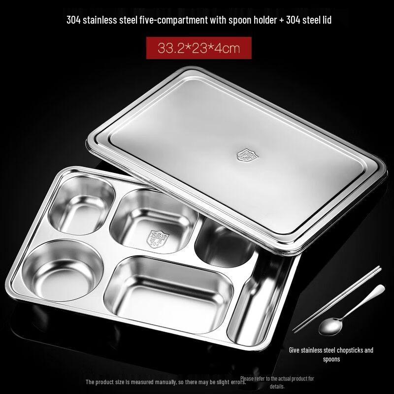 Jiakangming 304 Stainless Steel Compartmented Lunch Tray As Pictured