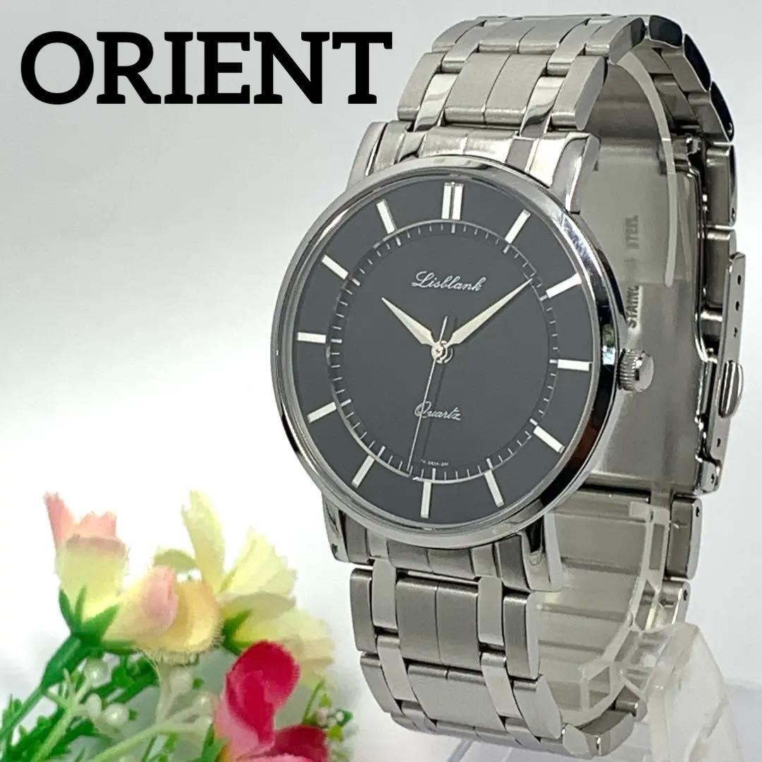 317 [Battery replaced and cleaned] Working item ORIENT men s watch Orient Lisblank Black Silver Quartz type Good condition Extra frames Popular
