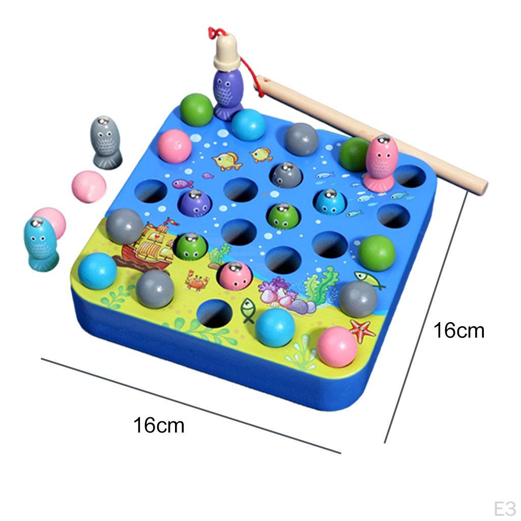 3 in 1 Fishing Hands Brain Training Wooden Fine Motor Skill Toy Preschool Gift for Toddlers