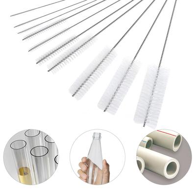 10pcs Nylon Tube Straw Brushes Set Glasses Keyboards Cleaning Brush (White)