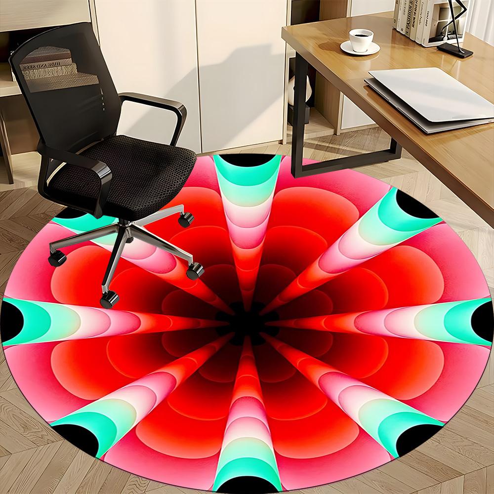 1pc Kaleidoscope Pattern Carpet, Round Non Slip Durable Large Size Office Carpet, Suitable for Office
