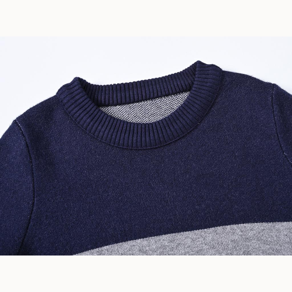 Autumn and Winter Boys and Girls Middle and Large Children Round Neck England Thick Stripes Outside The Inner Fashion Loose Sweater Tops