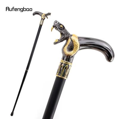 Testa di serpente nero dorato che morde bastone da passeggio Bastone da passeggio decorativo di moda Gentiluomo Elegante pomello per bastone cosplay Pastorale 93 cm