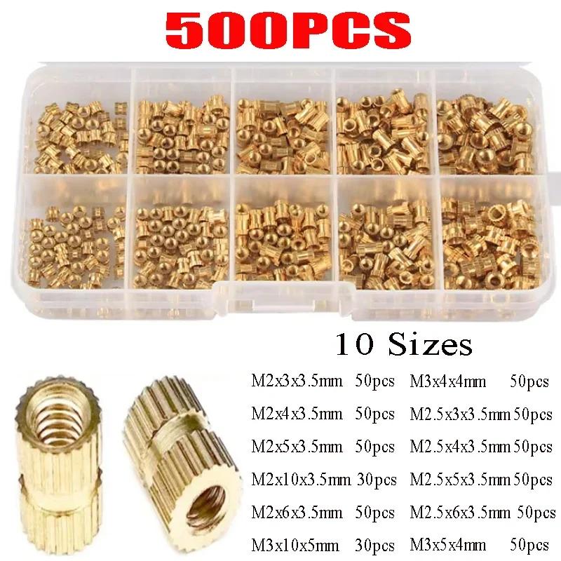 M2-M10 Knurled Brass Inserts Kit - Hot Melt Threaded Nuts for 3D Printing & DIY Embedment