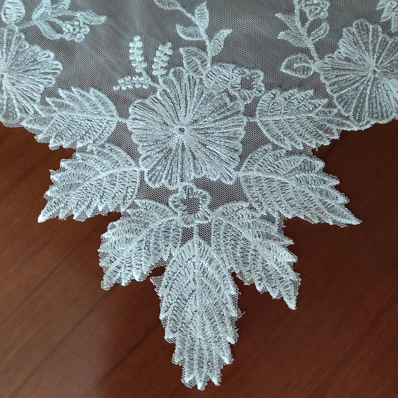 Lace tablecloth table mat DIY fabric, beautiful embroidered cloth mat, hollowed out exquisite embroidered decorative coaster, mesh 40*40cm