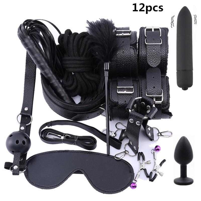 Sex Toy Kit Bondage Restraints Set Adult Toys Sex Games Erotic Toys Anal Plug Handcuffs Whip Gag Bdsm Kits Sex Toys for Couples