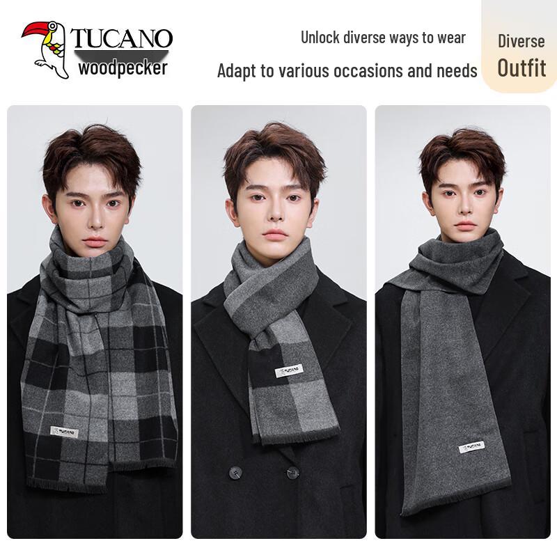 TUCANO Men's Autumn/Winter Plaid & Striped Scarf