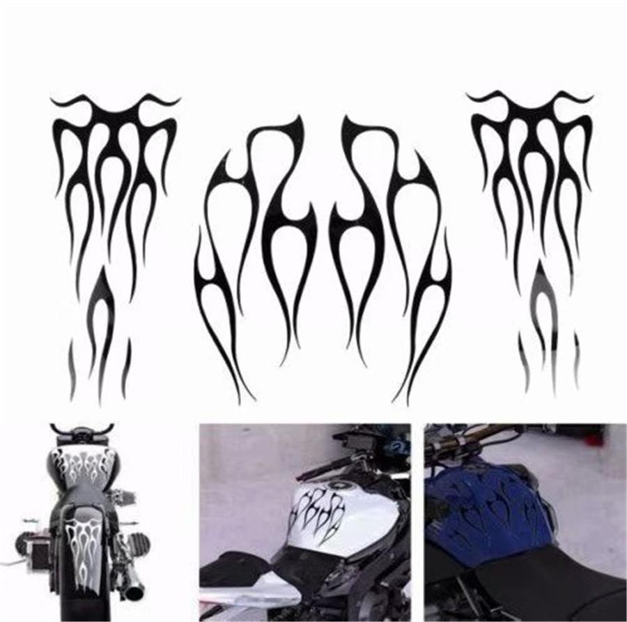 Motorcycle Flame Sticker for Gas Tank & Fender Decals Vinyl  black