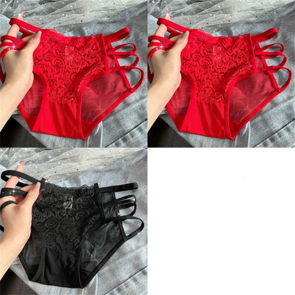 3pcs/Lots Lace Panties for Women Transparent Mesh Hip Male Briefs Low Rise Hollow Out Breathable Underwear Plus Size