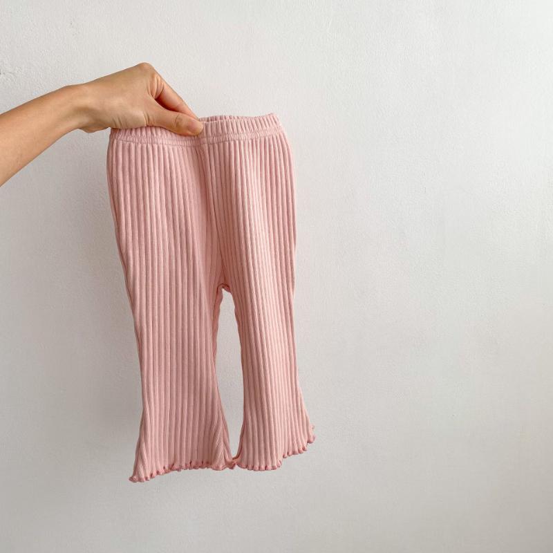 Kayoudou Girls  Ribbed Ruffle-Trim Flare Leggings 80CM