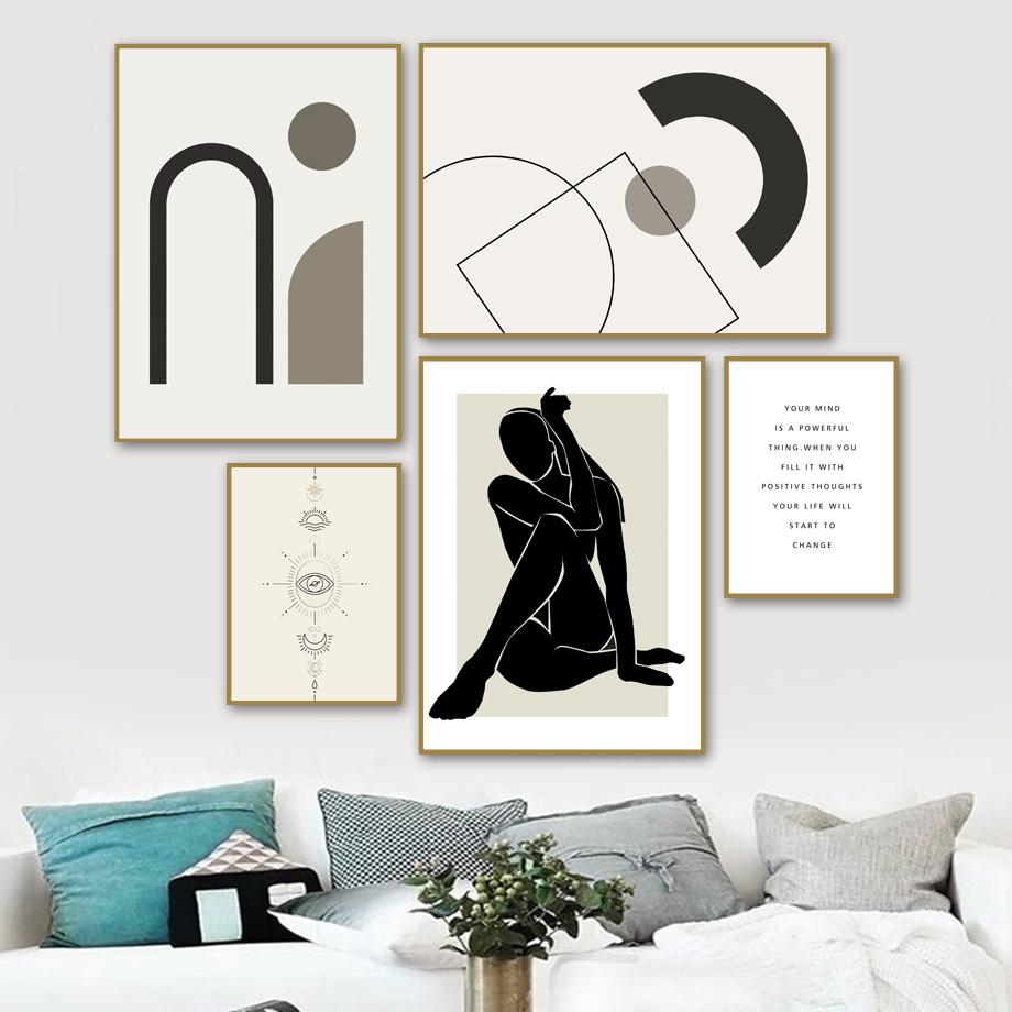 Minimalistické Abstraktní Body Line Figura Citáty Severské plakáty a tisky Nástěnné umění Obraz na plátně Dekor Obrazy do obývacího pokoje