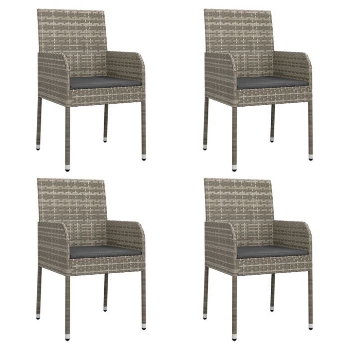 VidaXL Garden Chairs with Cushions 4 Pcs Woven Resin Grey, Garden Furniture, Patio Furniture, Balcony Chair, 319888