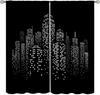 City Skyline Curtains Midnight Cityscape Purple Urban Starry Sky Printed Bedroom Living Room Window Drapes Curtain With Light Blocking Polyester