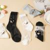 3/5 Pairs Cartoon Bear Sheer Mesh Socks for Women Breathable Transparent Ankle Socks Thin Summer Socks Cute Animal Pattern Socks