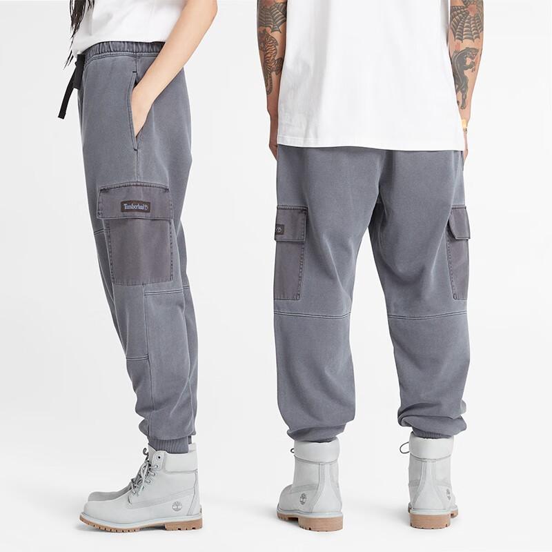 Timberland Solid Color Patchwork Multi-Pocket Drawstring Cuffed Casual Work Pants Unisex Pants Black A6JT5-001