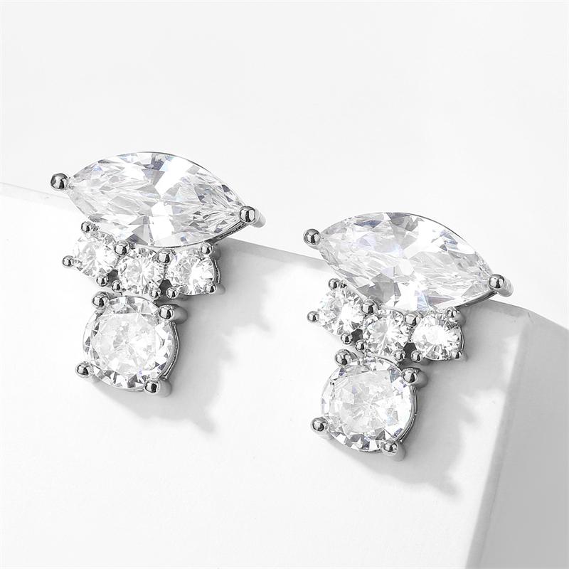 ZAKOL Cute Pink Square Zircon Stud Earrings for Elegant Women Cubic Zirconia Wedding Party Birthday Zircon